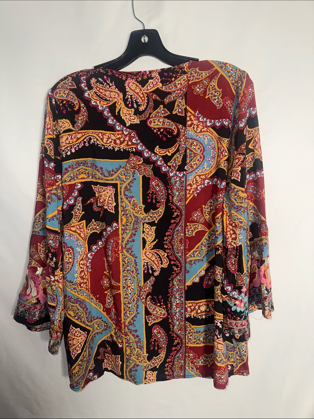 Savanna Jane Burgundy Floral Paisley Embroidered V-Neck Tunic - Picture 6 of 6